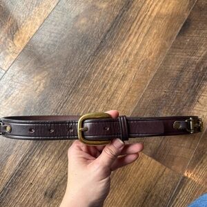 Classic Dark Brown Women's Belt with Brass Buckle